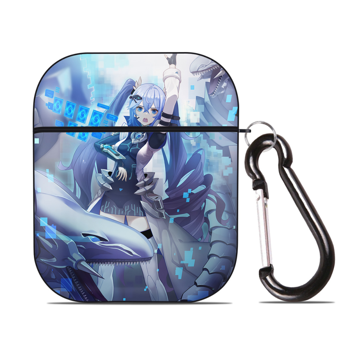 （画像用） 遊☆戯☆王 Yu-Gi-Oh! AirPods 第2世代保護ケース ハードシェル ブラック 耐衝撃・防指紋・カラビナ付き