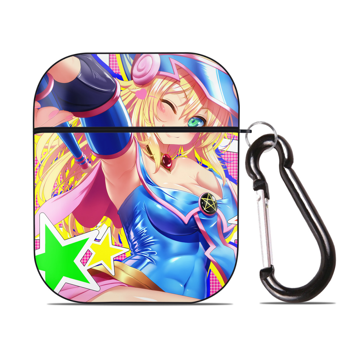 （画像用） 遊☆戯☆王 Yu-Gi-Oh! AirPods 第2世代保護ケース ハードシェル ブラック 耐衝撃・防指紋・カラビナ付き
