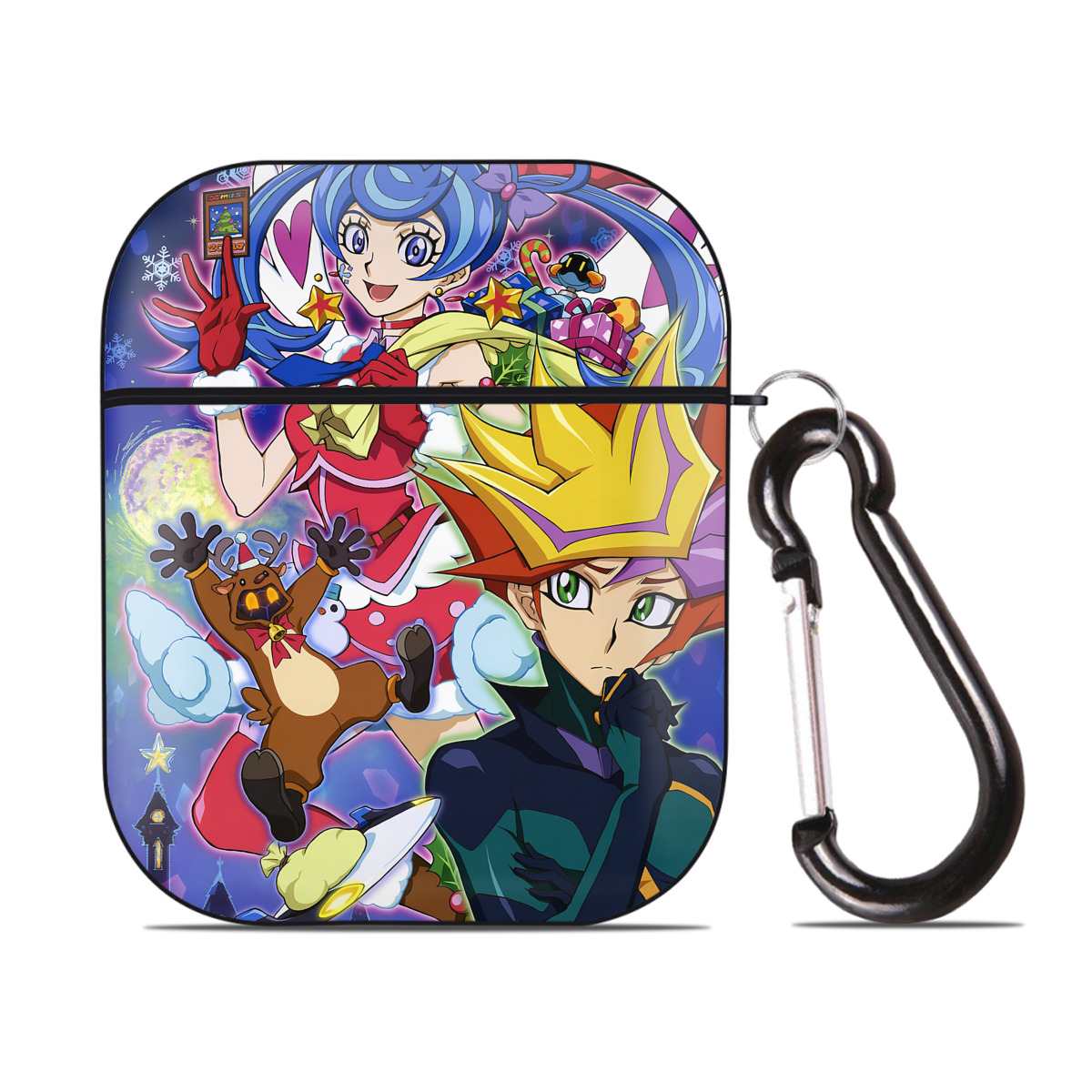 （画像用） 遊☆戯☆王 Yu-Gi-Oh! AirPods 第2世代保護ケース ハードシェル ブラック 耐衝撃・防指紋・カラビナ付き