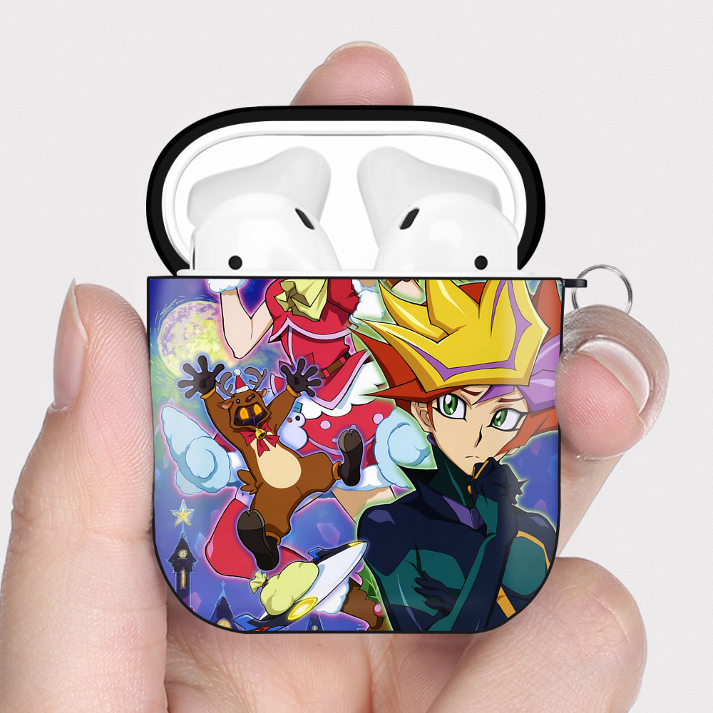（画像用） 遊☆戯☆王 Yu-Gi-Oh! AirPods 第2世代保護ケース ハードシェル ブラック 耐衝撃・防指紋・カラビナ付き