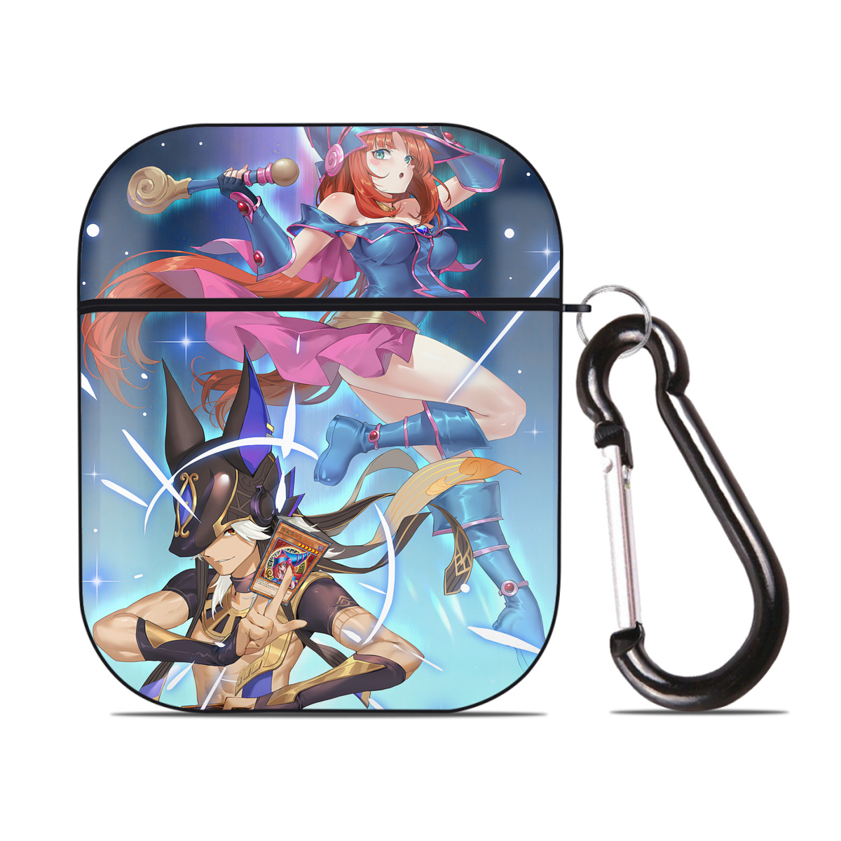 （画像用） 遊☆戯☆王 Yu-Gi-Oh! AirPods 第2世代保護ケース ハードシェル ブラック 耐衝撃・防指紋・カラビナ付き