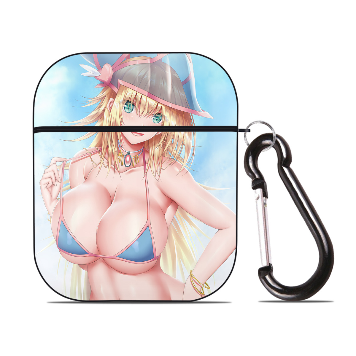 （画像用） 遊☆戯☆王 Yu-Gi-Oh! AirPods 第2世代保護ケース ハードシェル ブラック 耐衝撃・防指紋・カラビナ付き