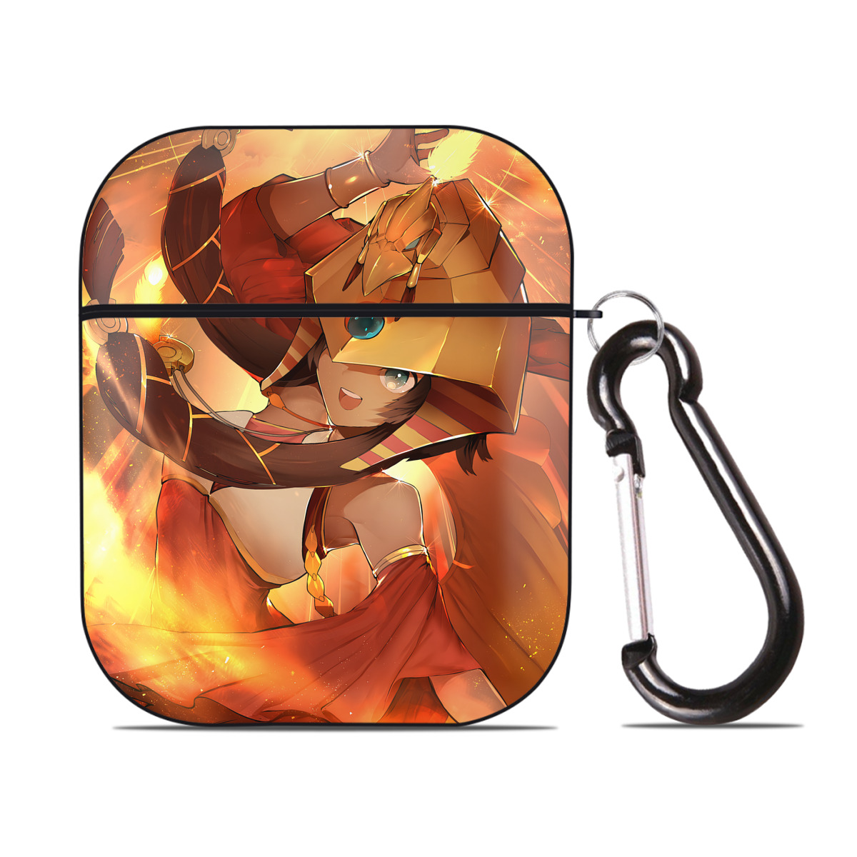 （画像用） 遊☆戯☆王 Yu-Gi-Oh! AirPods 第2世代保護ケース ハードシェル ブラック 耐衝撃・防指紋・カラビナ付き
