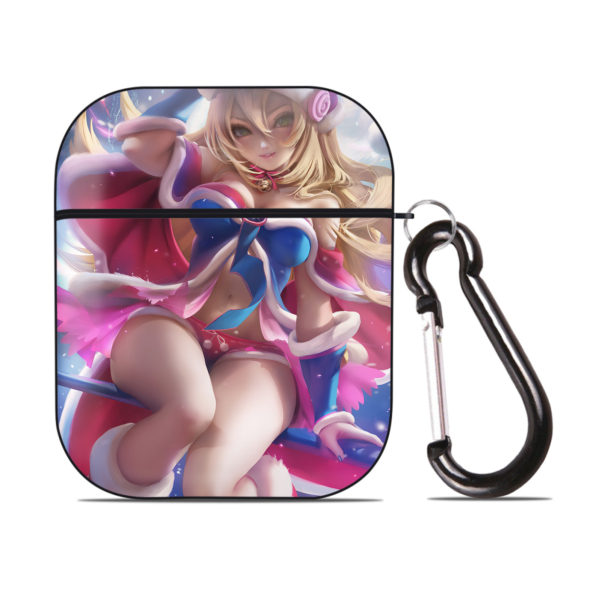（画像用） 遊☆戯☆王 Yu-Gi-Oh! AirPods 第2世代保護ケース ハードシェル ブラック 耐衝撃・防指紋・カラビナ付き