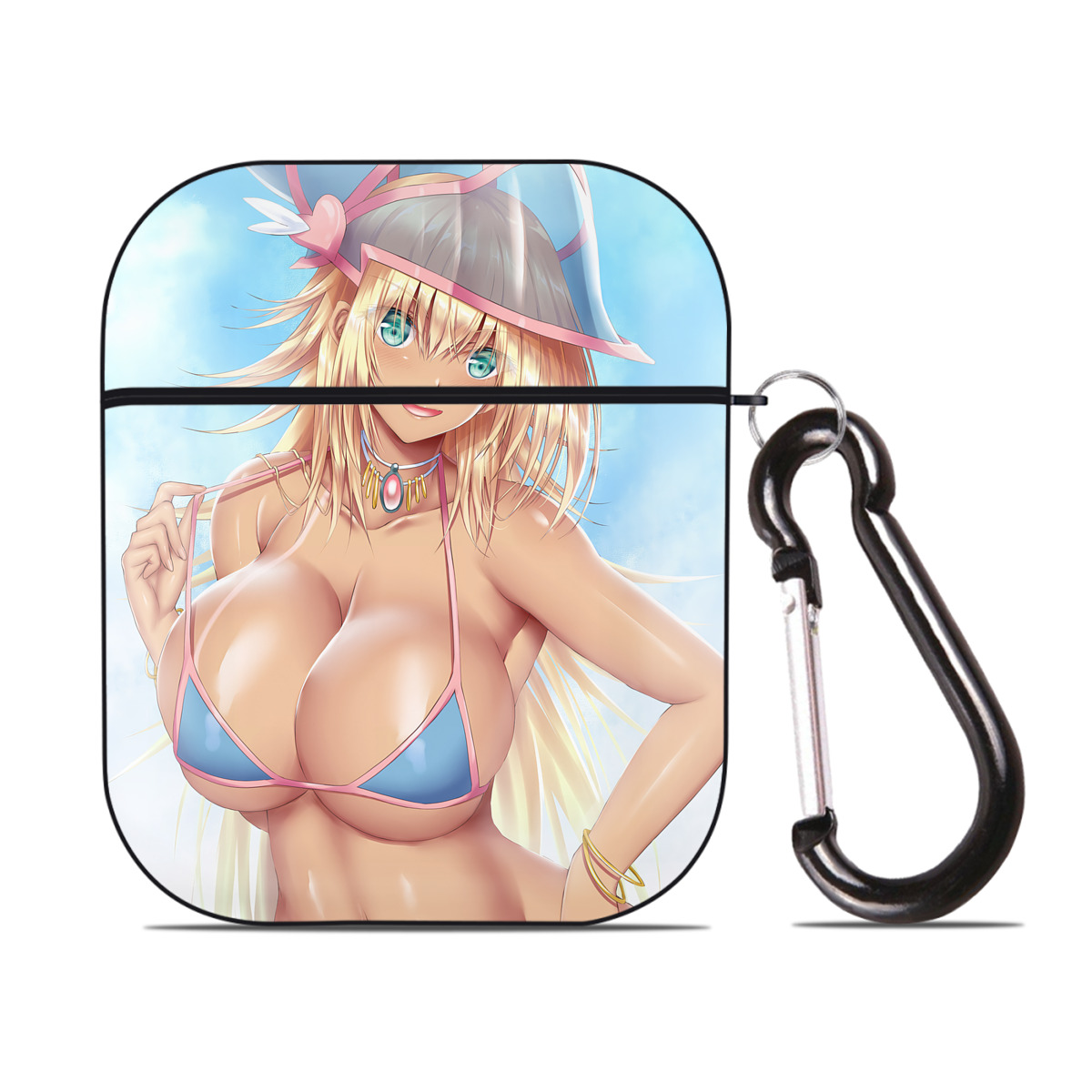 （画像用） 遊☆戯☆王 Yu-Gi-Oh! AirPods 第2世代保護ケース ハードシェル ブラック 耐衝撃・防指紋・カラビナ付き