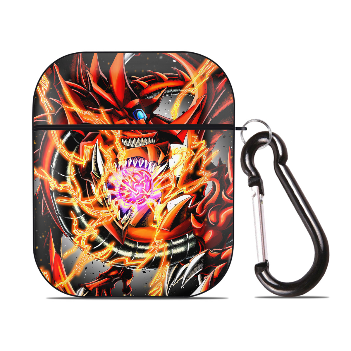 （画像用） 遊☆戯☆王 Yu-Gi-Oh! AirPods 第2世代保護ケース ハードシェル ブラック 耐衝撃・防指紋・カラビナ付き