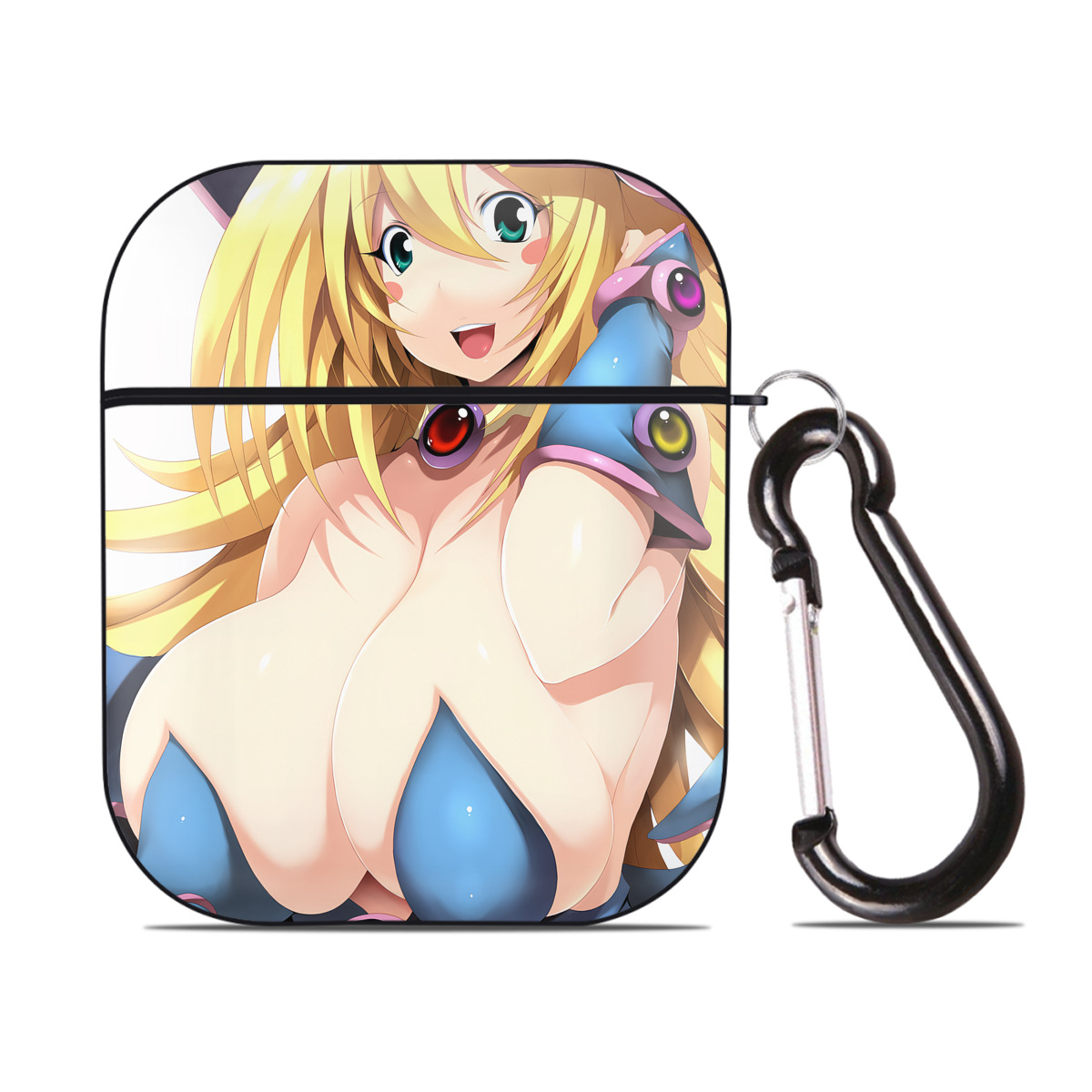 （画像用） 遊☆戯☆王 Yu-Gi-Oh! AirPods 第2世代保護ケース ハードシェル ブラック 耐衝撃・防指紋・カラビナ付き