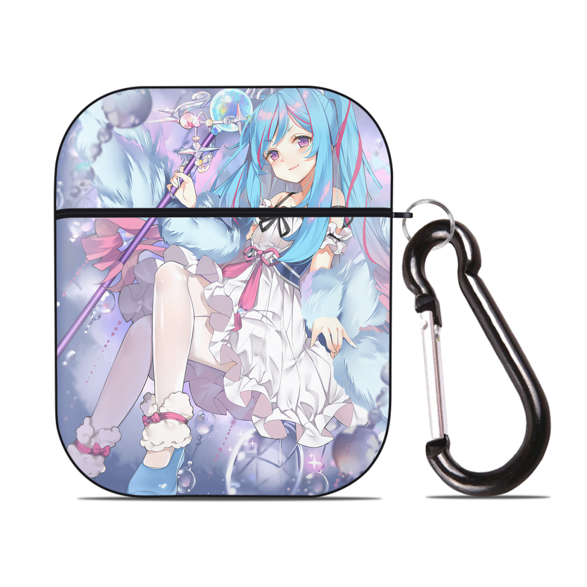 （画像用） 遊☆戯☆王 Yu-Gi-Oh! AirPods 第2世代保護ケース ハードシェル ブラック 耐衝撃・防指紋・カラビナ付き