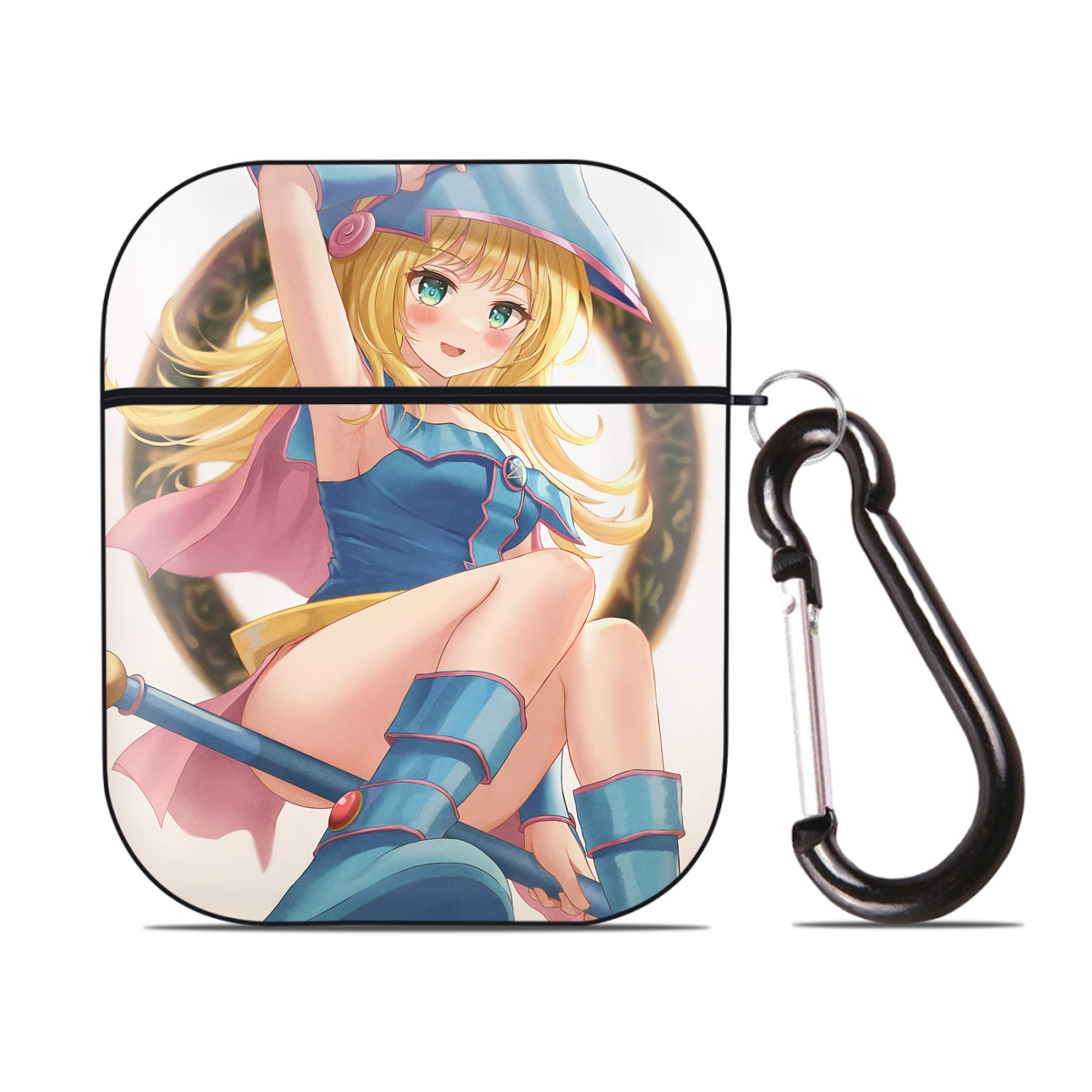（画像用） 遊☆戯☆王 Yu-Gi-Oh! AirPods 第2世代保護ケース ハードシェル ブラック 耐衝撃・防指紋・カラビナ付き