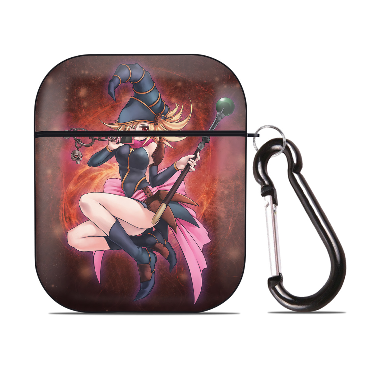 （画像用） 遊☆戯☆王 Yu-Gi-Oh! AirPods 第2世代保護ケース ハードシェル ブラック 耐衝撃・防指紋・カラビナ付き