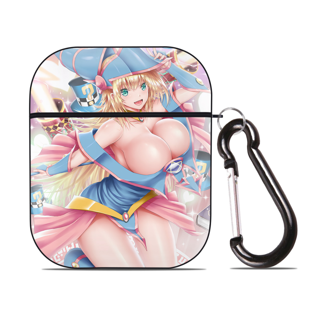 （画像用） 遊☆戯☆王 Yu-Gi-Oh! AirPods 第2世代保護ケース ハードシェル ブラック 耐衝撃・防指紋・カラビナ付き
