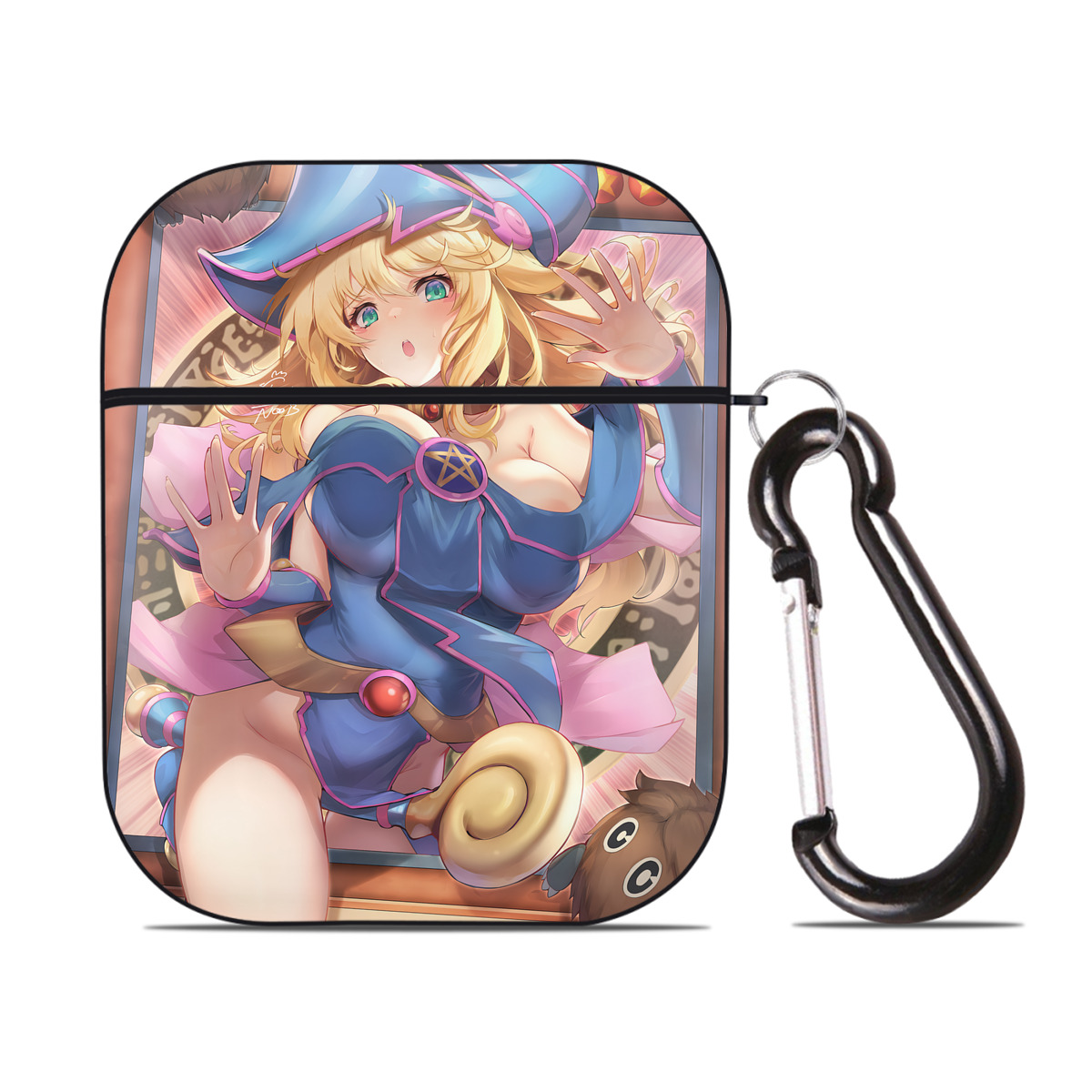 （画像用） 遊☆戯☆王 Yu-Gi-Oh! AirPods 第2世代保護ケース ハードシェル ブラック 耐衝撃・防指紋・カラビナ付き