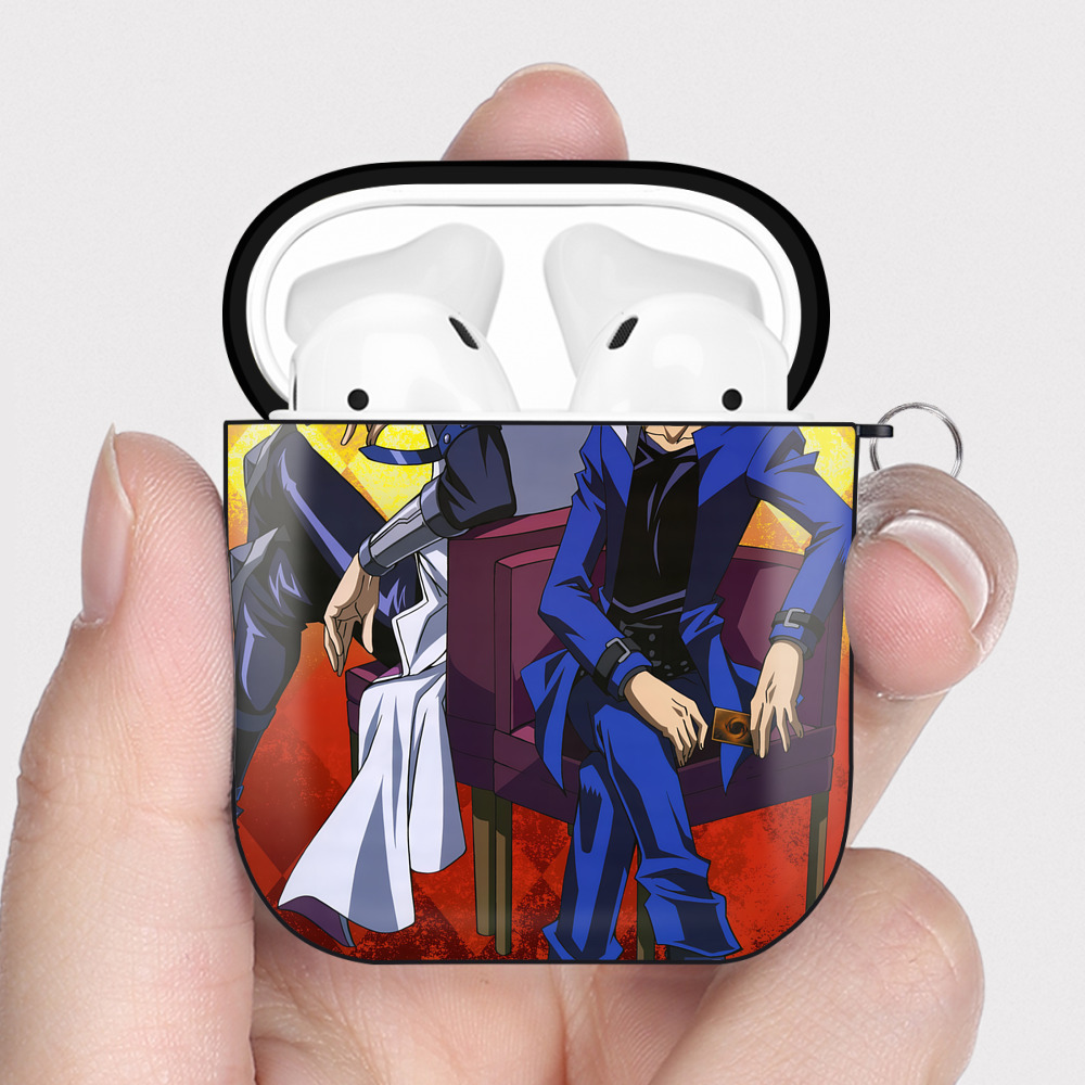 （画像用） 遊☆戯☆王 Yu-Gi-Oh! AirPods 第2世代保護ケース ハードシェル ブラック 耐衝撃・防指紋・カラビナ付き