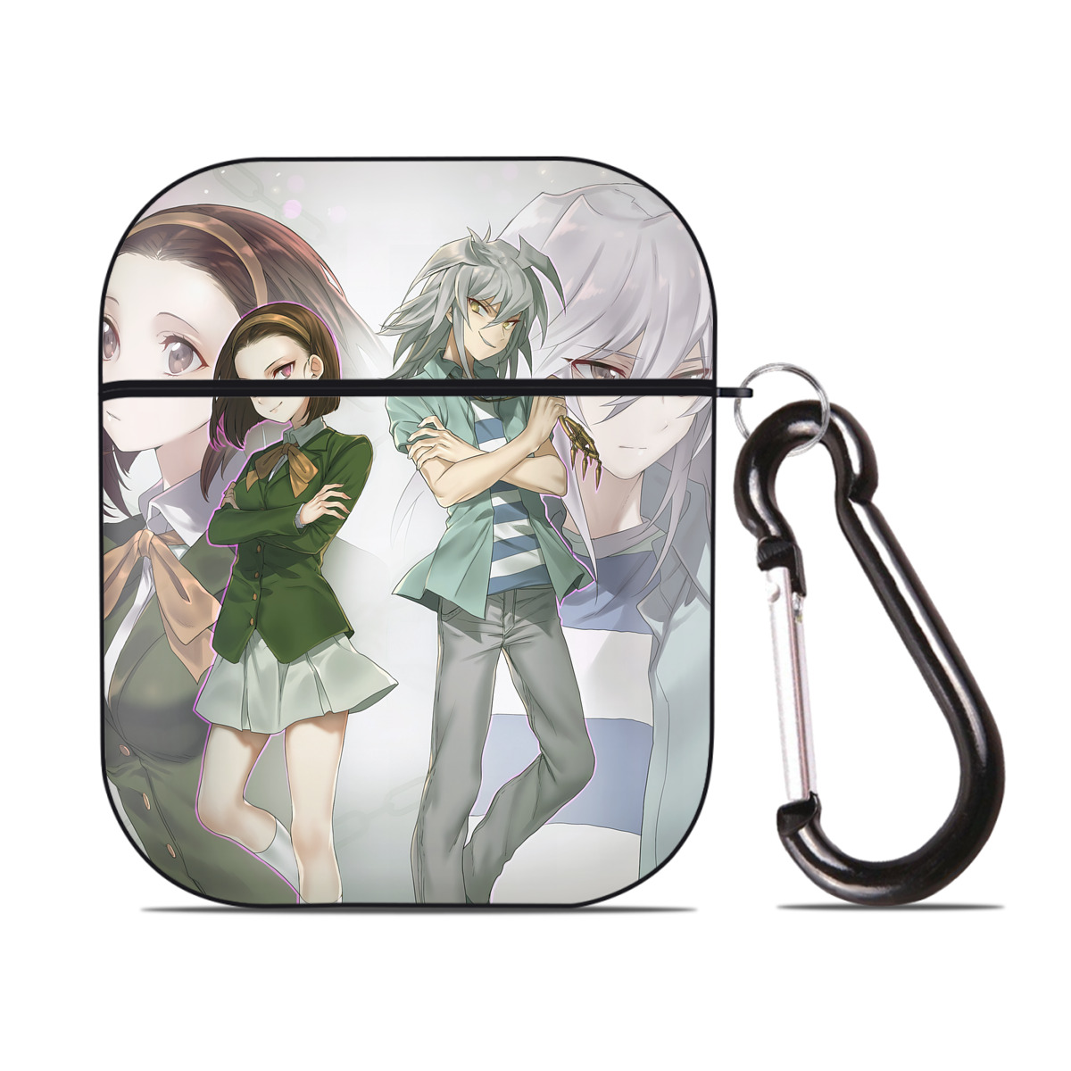 （画像用） 遊☆戯☆王 Yu-Gi-Oh! AirPods 第2世代保護ケース ハードシェル ブラック 耐衝撃・防指紋・カラビナ付き