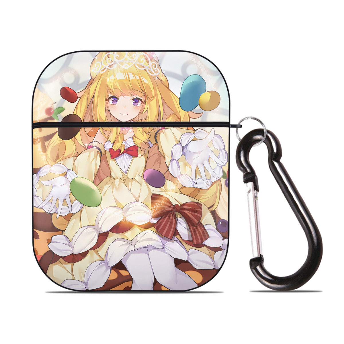 （画像用） 遊☆戯☆王 Yu-Gi-Oh! AirPods 第2世代保護ケース ハードシェル ブラック 耐衝撃・防指紋・カラビナ付き