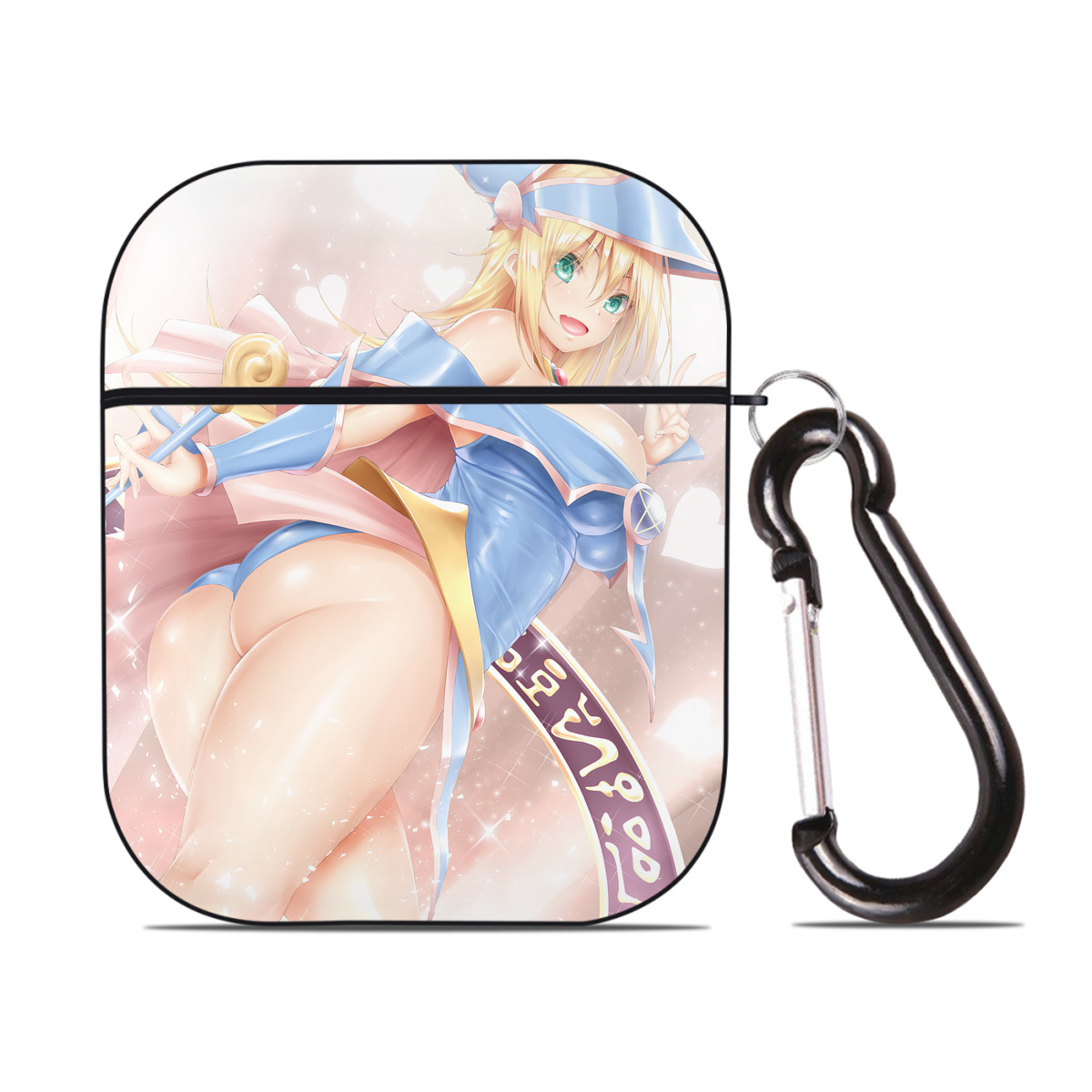 （画像用） 遊☆戯☆王 Yu-Gi-Oh! AirPods 第2世代保護ケース ハードシェル ブラック 耐衝撃・防指紋・カラビナ付き