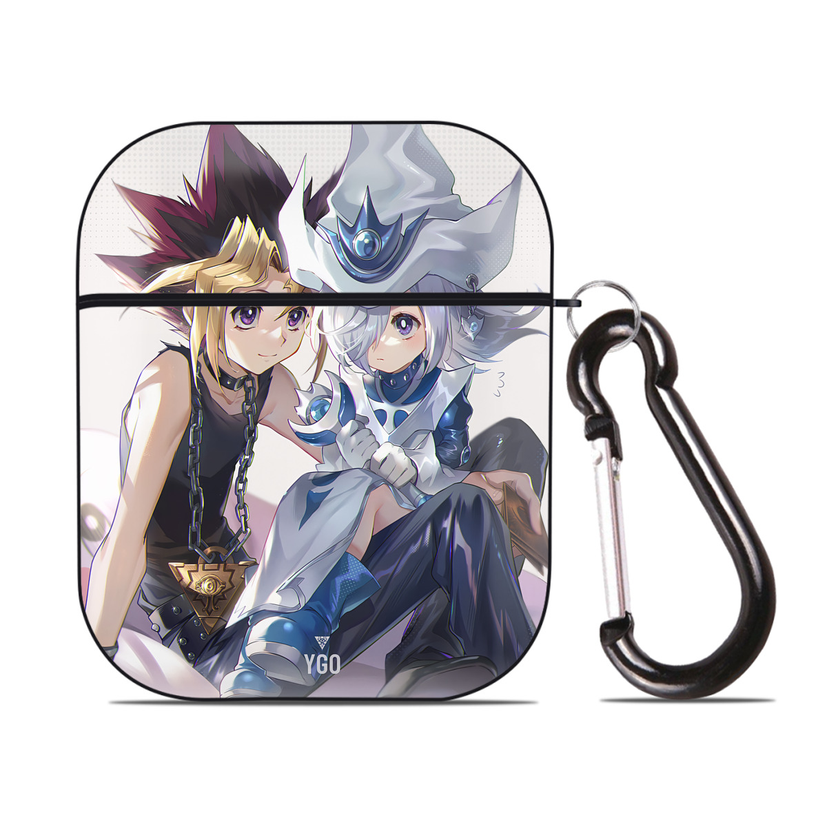 （画像用） 遊☆戯☆王 Yu-Gi-Oh! AirPods 第2世代保護ケース ハードシェル ブラック 耐衝撃・防指紋・カラビナ付き