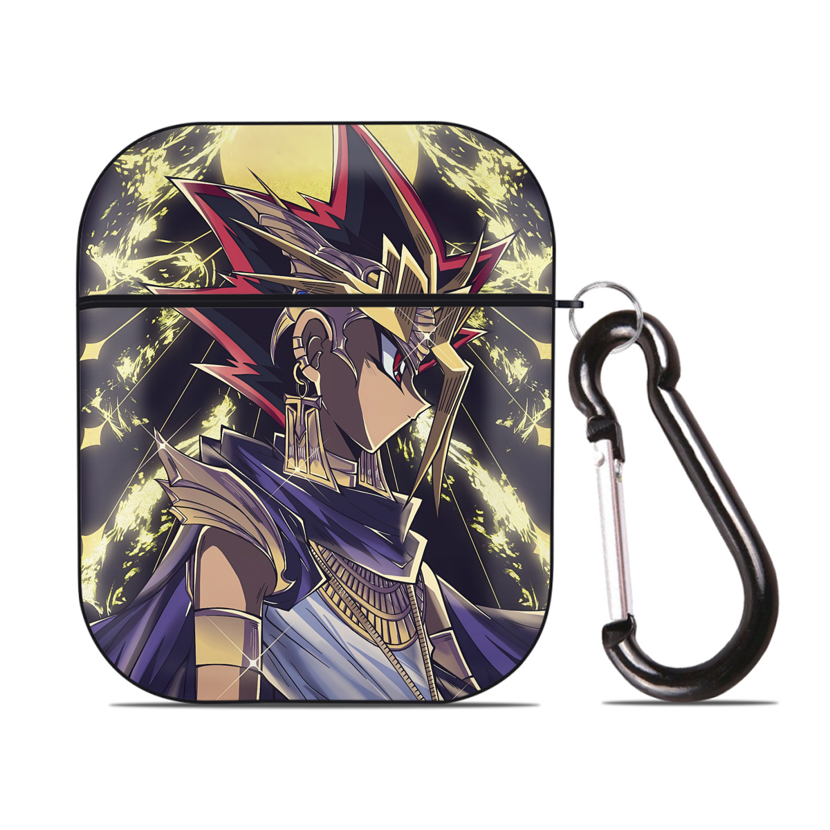（画像用） 遊☆戯☆王 Yu-Gi-Oh! AirPods 第2世代保護ケース ハードシェル ブラック 耐衝撃・防指紋・カラビナ付き