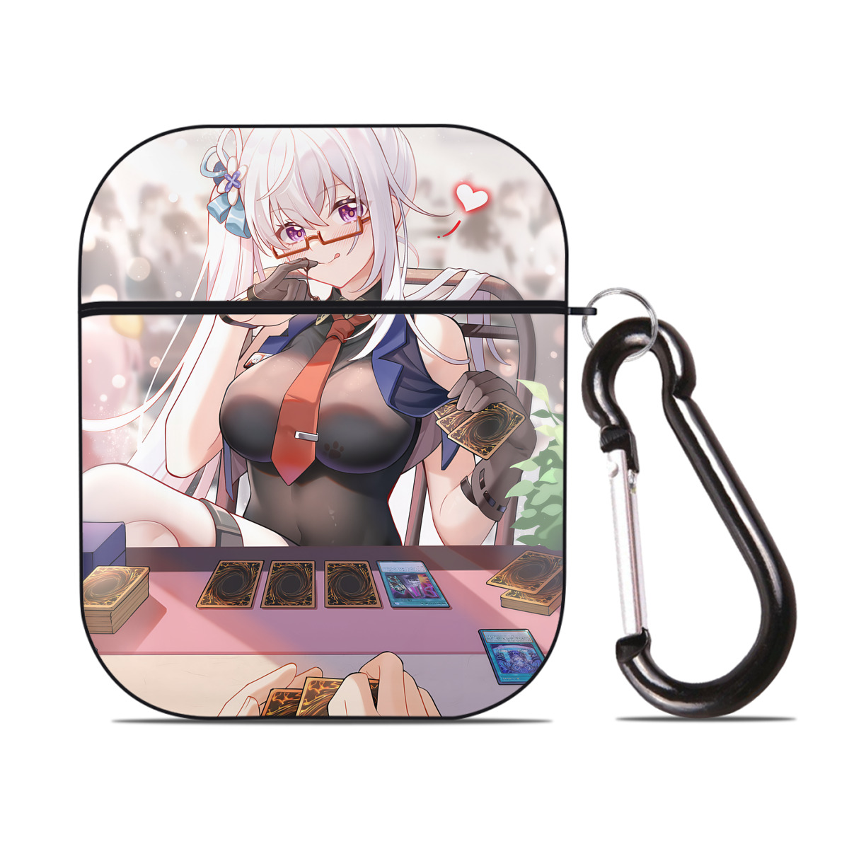 （画像用） 遊☆戯☆王 Yu-Gi-Oh! AirPods 第2世代保護ケース ハードシェル ブラック 耐衝撃・防指紋・カラビナ付き