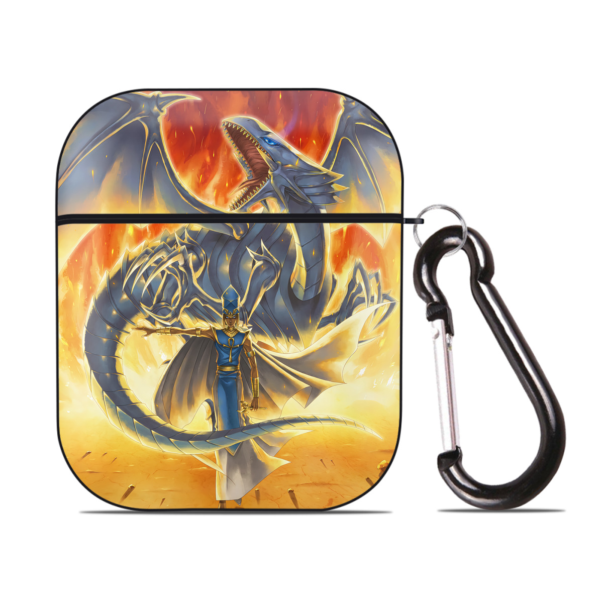 （画像用） 遊☆戯☆王 Yu-Gi-Oh! AirPods 第2世代保護ケース ハードシェル ブラック 耐衝撃・防指紋・カラビナ付き
