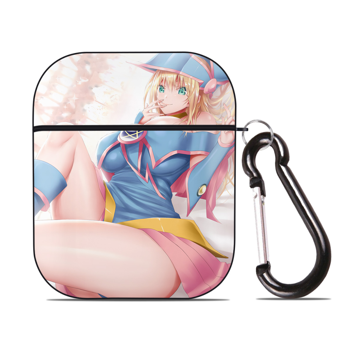 （画像用） 遊☆戯☆王 Yu-Gi-Oh! AirPods 第2世代保護ケース ハードシェル ブラック 耐衝撃・防指紋・カラビナ付き