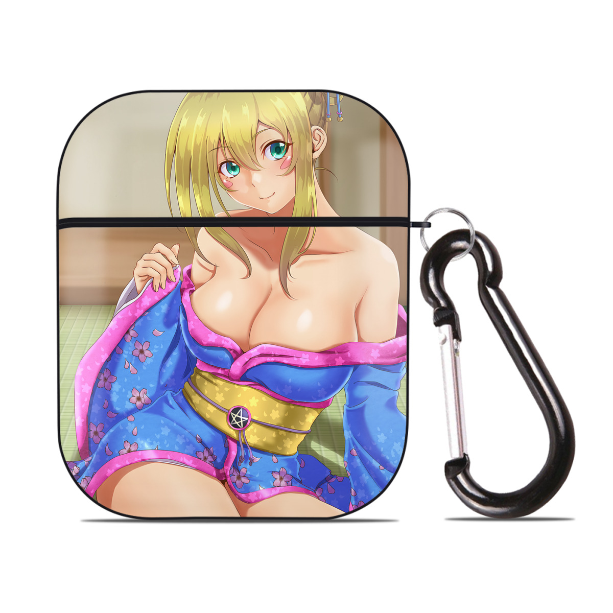 （画像用） 遊☆戯☆王 Yu-Gi-Oh! AirPods 第2世代保護ケース ハードシェル ブラック 耐衝撃・防指紋・カラビナ付き