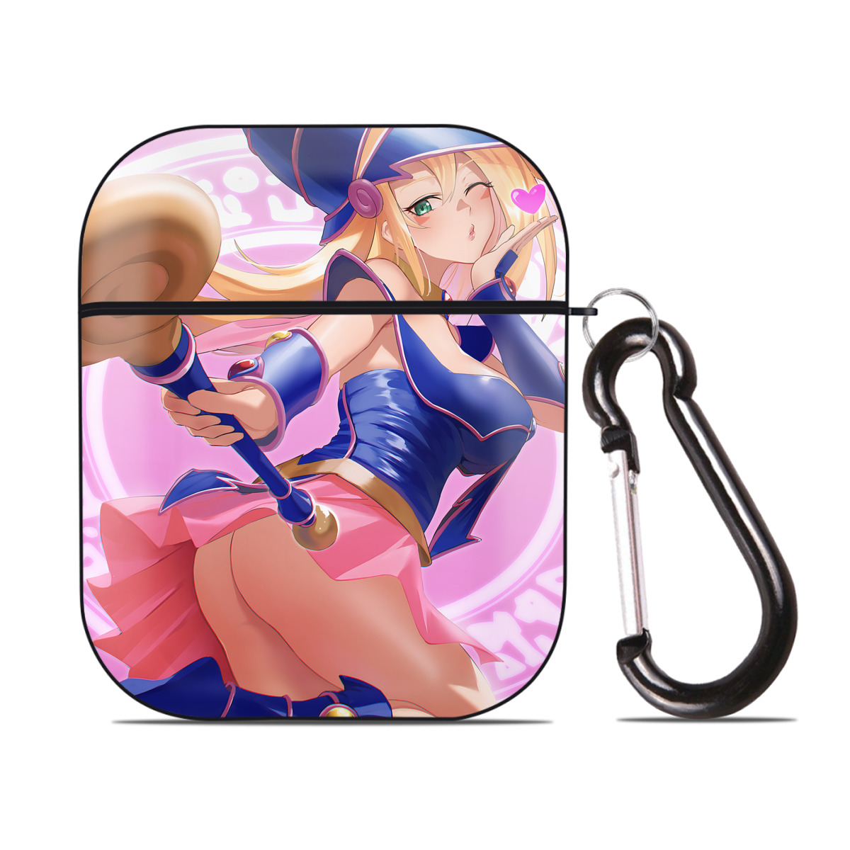 （画像用） 遊☆戯☆王 Yu-Gi-Oh! AirPods 第2世代保護ケース ハードシェル ブラック 耐衝撃・防指紋・カラビナ付き