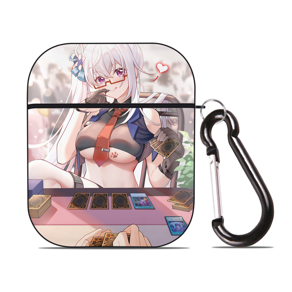 （画像用） 遊☆戯☆王 Yu-Gi-Oh! AirPods 第2世代保護ケース ハードシェル ブラック 耐衝撃・防指紋・カラビナ付き