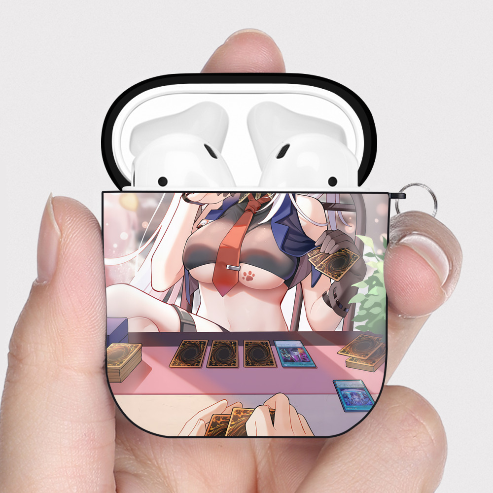 （画像用） 遊☆戯☆王 Yu-Gi-Oh! AirPods 第2世代保護ケース ハードシェル ブラック 耐衝撃・防指紋・カラビナ付き