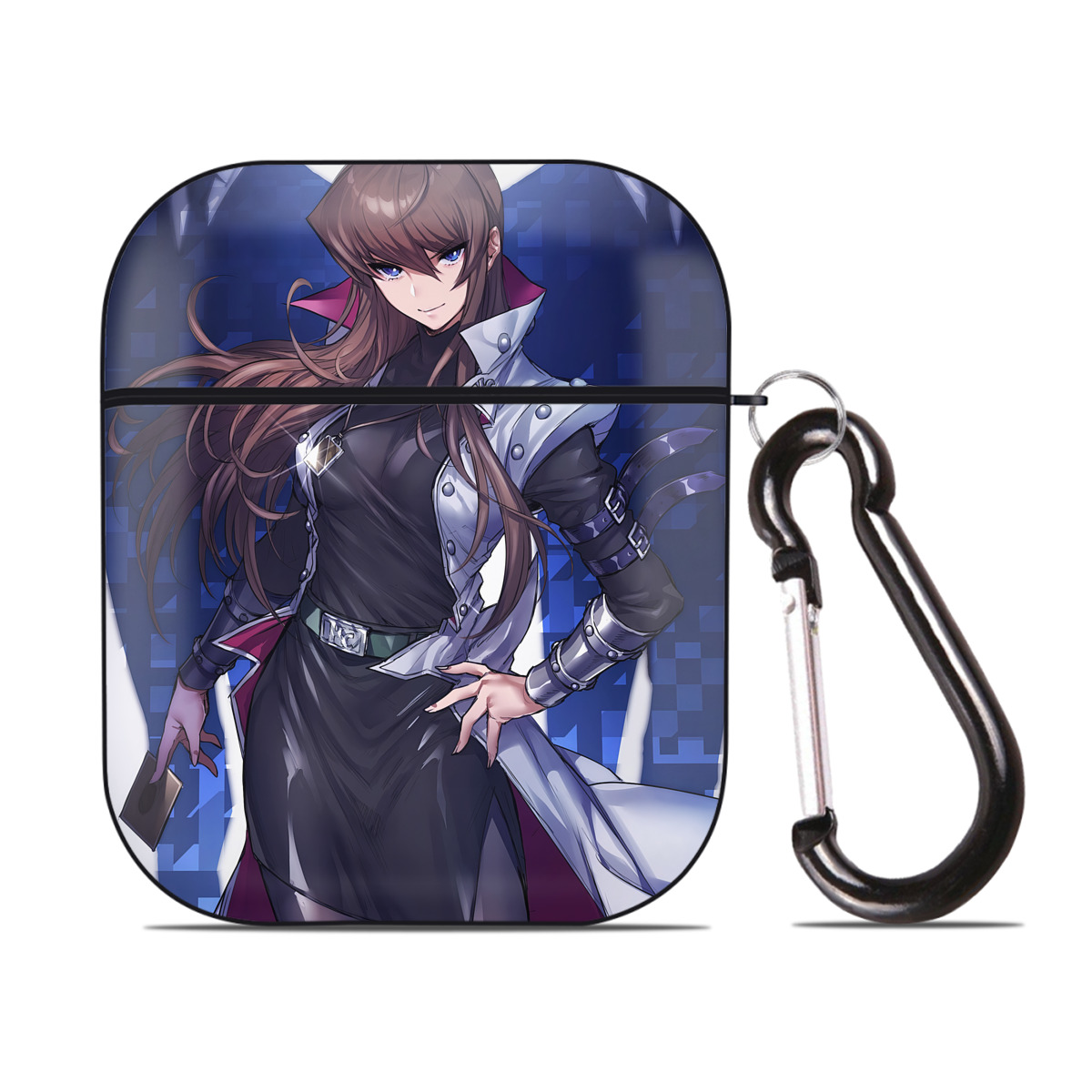 （画像用） 遊☆戯☆王 Yu-Gi-Oh! AirPods 第2世代保護ケース ハードシェル ブラック 耐衝撃・防指紋・カラビナ付き