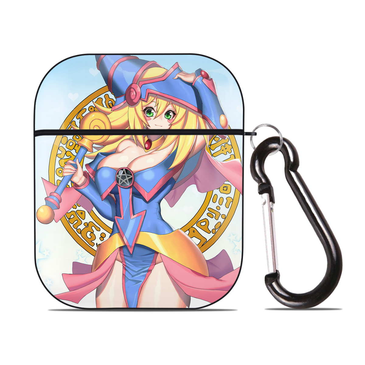 （画像用） 遊☆戯☆王 Yu-Gi-Oh! AirPods 第2世代保護ケース ハードシェル ブラック 耐衝撃・防指紋・カラビナ付き