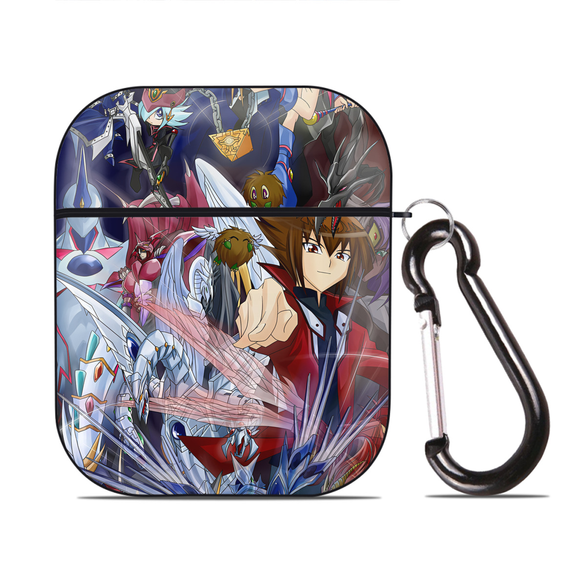 （画像用） 遊☆戯☆王 Yu-Gi-Oh! AirPods 第2世代保護ケース ハードシェル ブラック 耐衝撃・防指紋・カラビナ付き