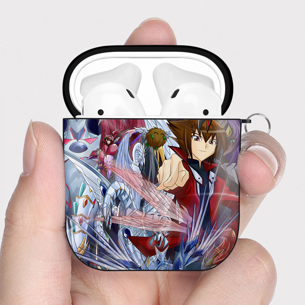 （画像用） 遊☆戯☆王 Yu-Gi-Oh! AirPods 第2世代保護ケース ハードシェル ブラック 耐衝撃・防指紋・カラビナ付き