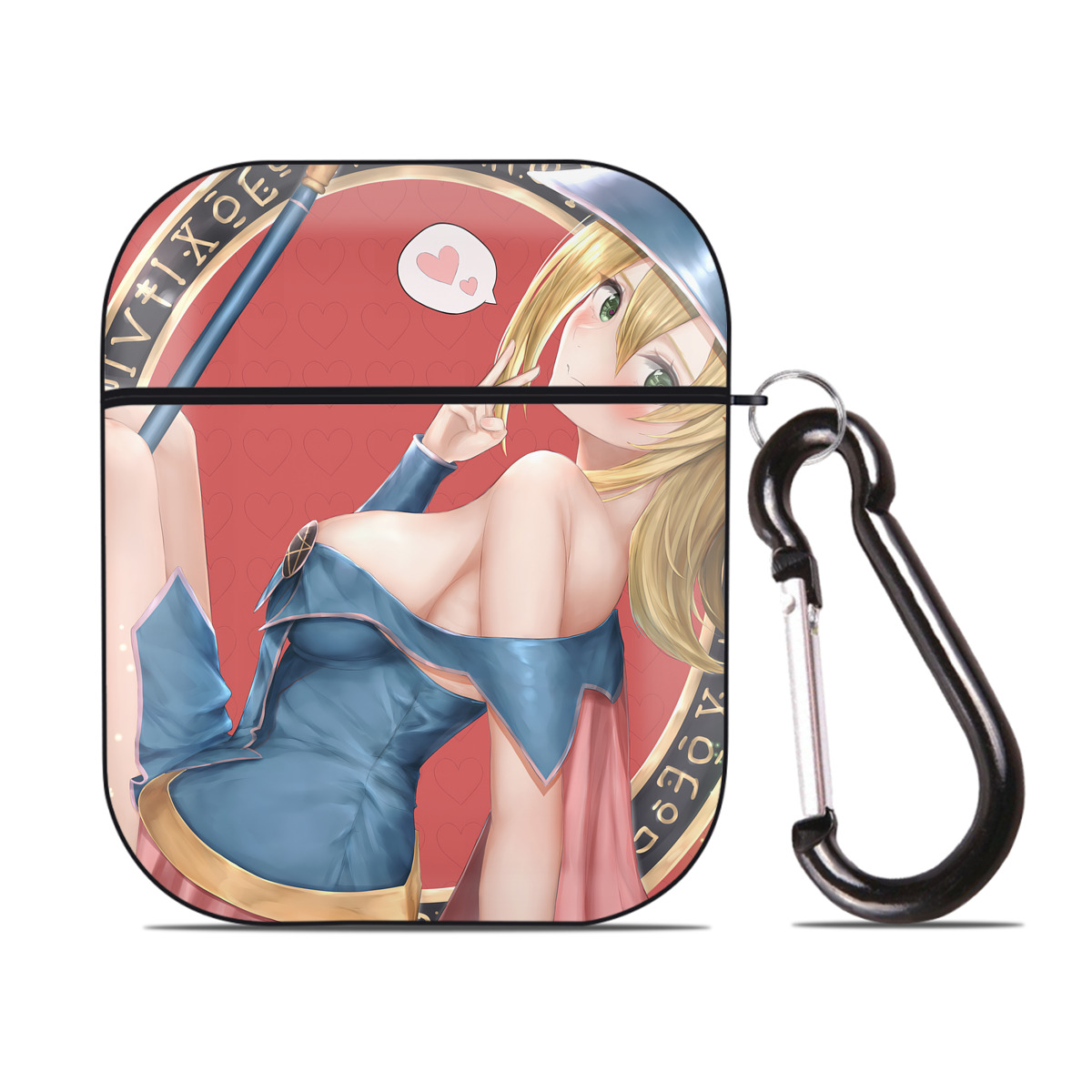 （画像用） 遊☆戯☆王 Yu-Gi-Oh! AirPods 第2世代保護ケース ハードシェル ブラック 耐衝撃・防指紋・カラビナ付き
