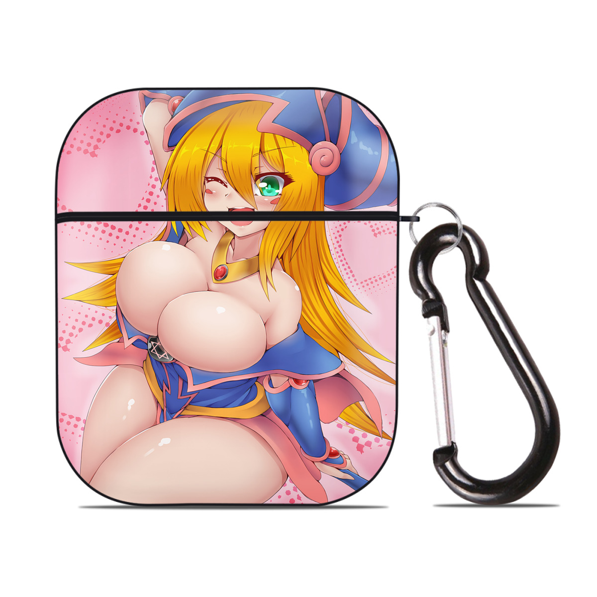 （画像用） 遊☆戯☆王 Yu-Gi-Oh! AirPods 第2世代保護ケース ハードシェル ブラック 耐衝撃・防指紋・カラビナ付き