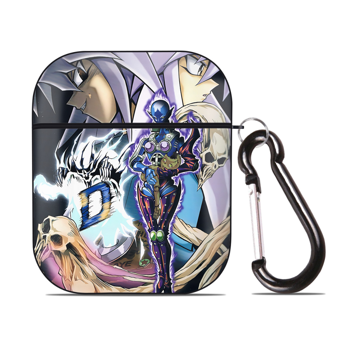（画像用） 遊☆戯☆王 Yu-Gi-Oh! AirPods 第2世代保護ケース ハードシェル ブラック 耐衝撃・防指紋・カラビナ付き