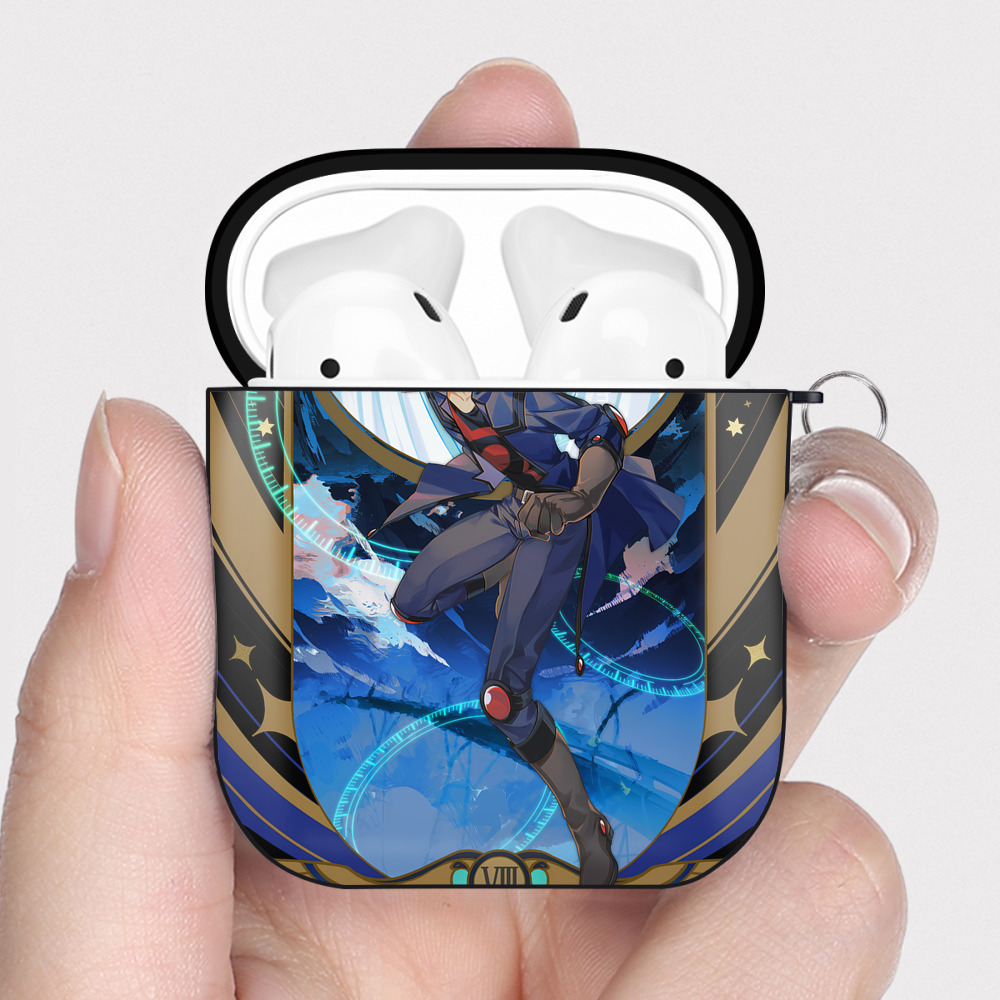 （画像用） 遊☆戯☆王 Yu-Gi-Oh! AirPods 第2世代保護ケース ハードシェル ブラック 耐衝撃・防指紋・カラビナ付き