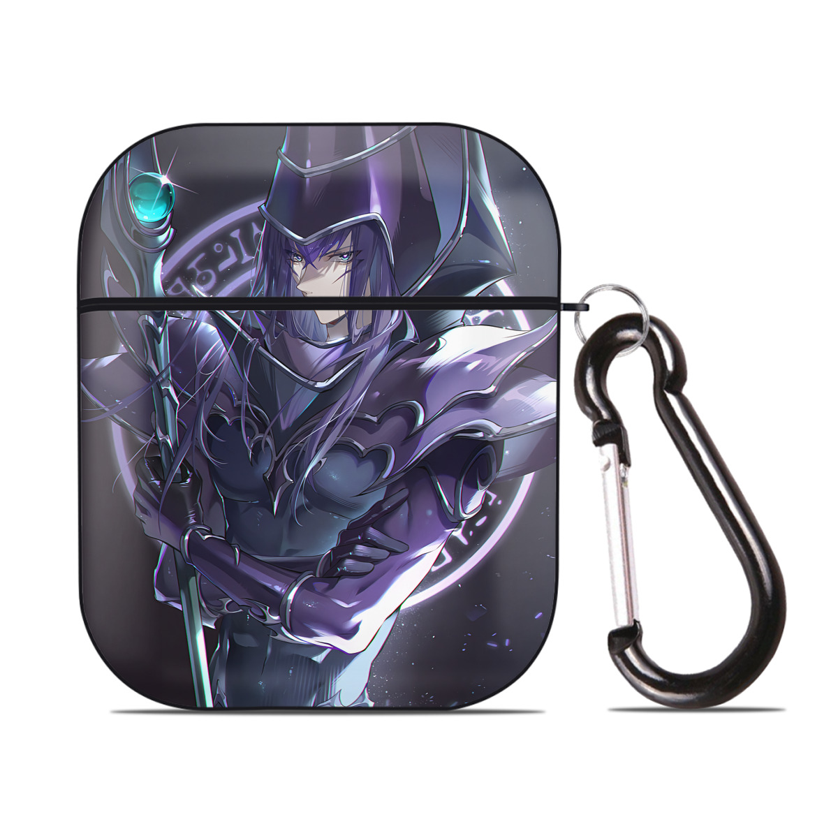 （画像用） 遊☆戯☆王 Yu-Gi-Oh! AirPods 第2世代保護ケース ハードシェル ブラック 耐衝撃・防指紋・カラビナ付き