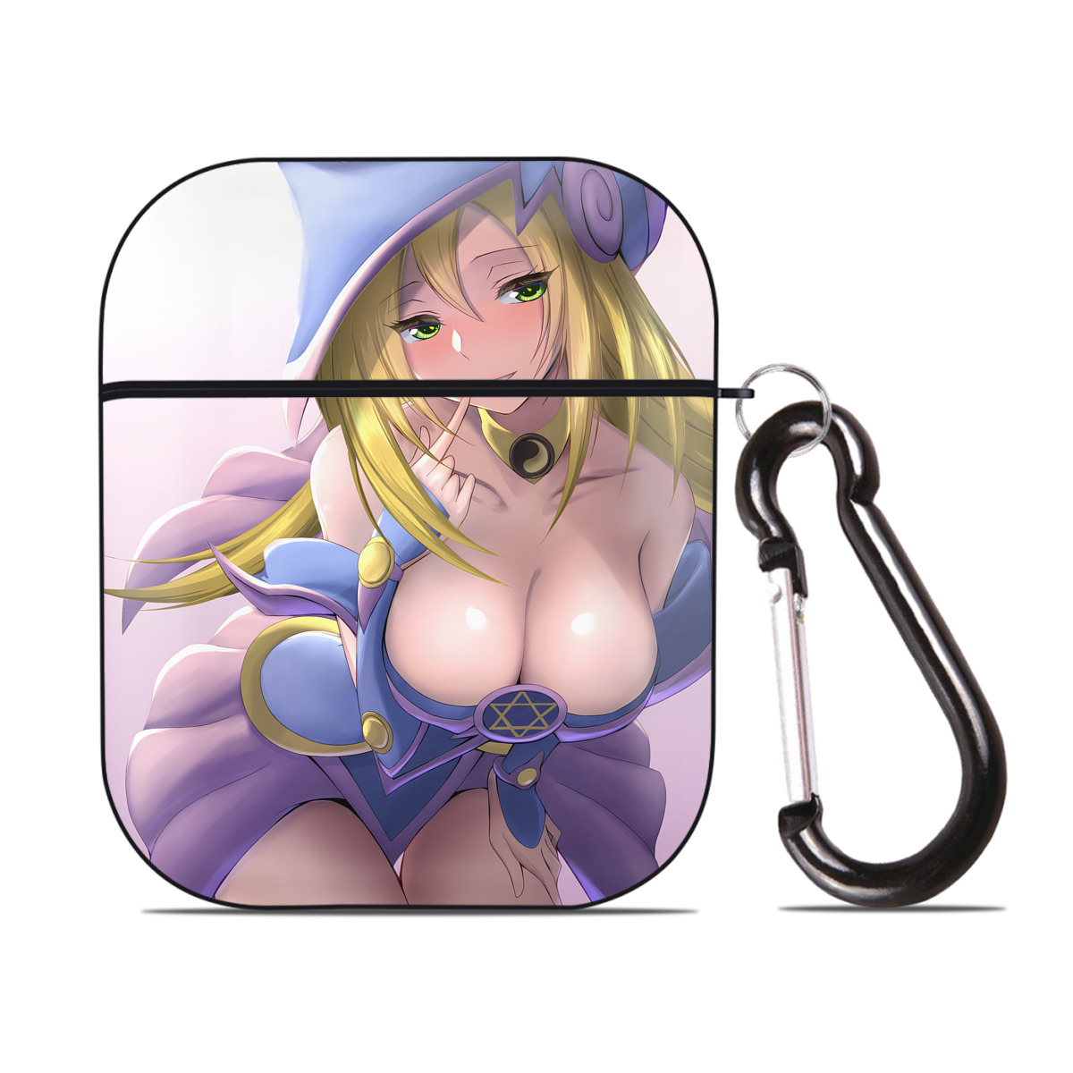 （画像用） 遊☆戯☆王 Yu-Gi-Oh! AirPods 第2世代保護ケース ハードシェル ブラック 耐衝撃・防指紋・カラビナ付き