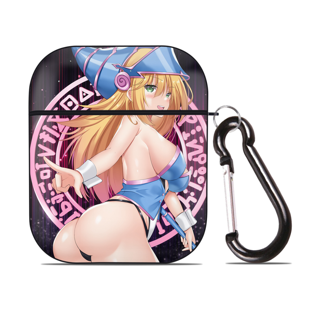 （画像用） 遊☆戯☆王 Yu-Gi-Oh! AirPods 第2世代保護ケース ハードシェル ブラック 耐衝撃・防指紋・カラビナ付き