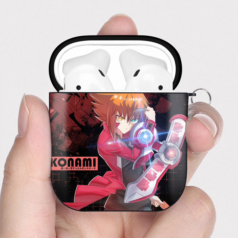 （画像用） 遊☆戯☆王 Yu-Gi-Oh! AirPods 第2世代保護ケース ハードシェル ブラック 耐衝撃・防指紋・カラビナ付き