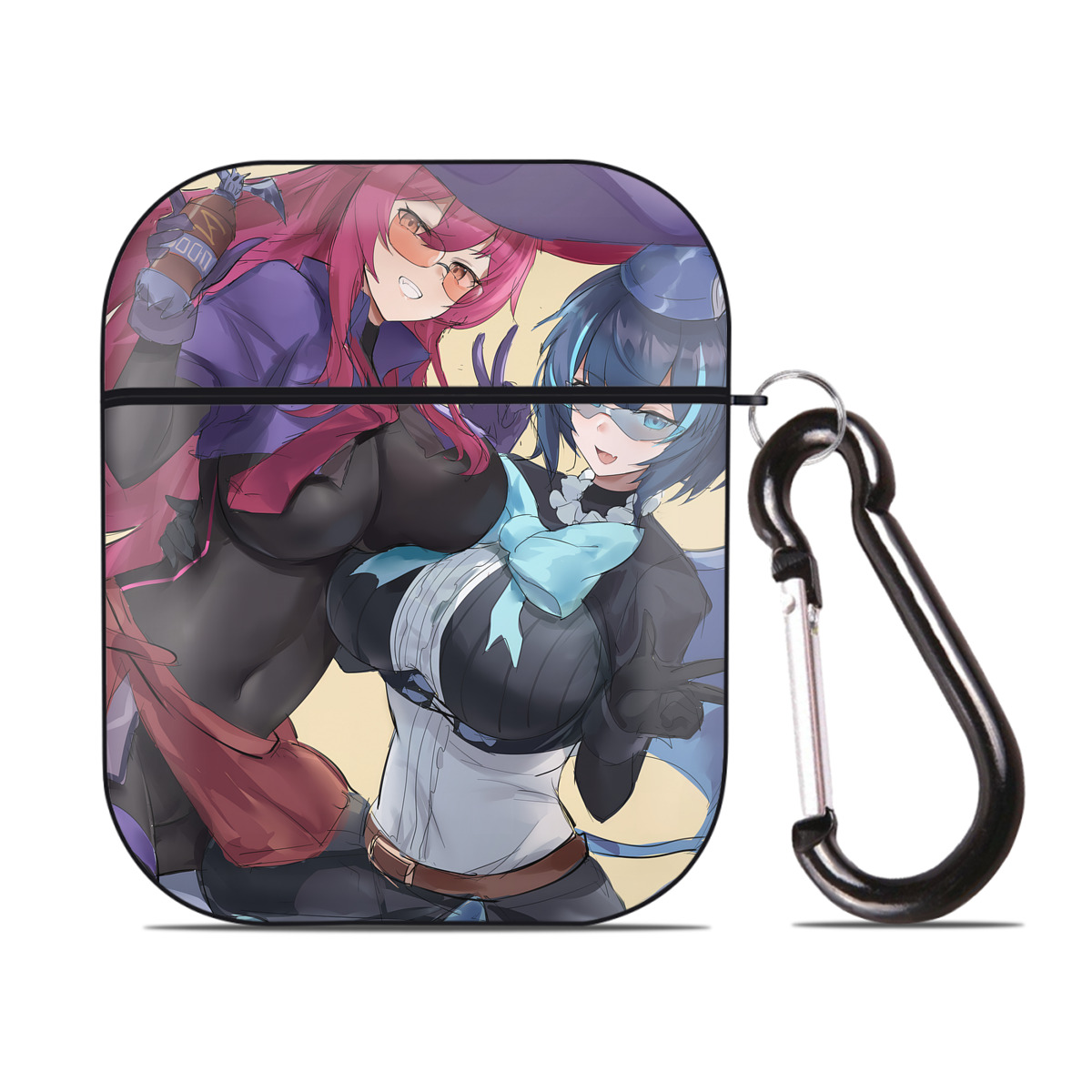 （画像用） 遊☆戯☆王 Yu-Gi-Oh! AirPods 第2世代保護ケース ハードシェル ブラック 耐衝撃・防指紋・カラビナ付き
