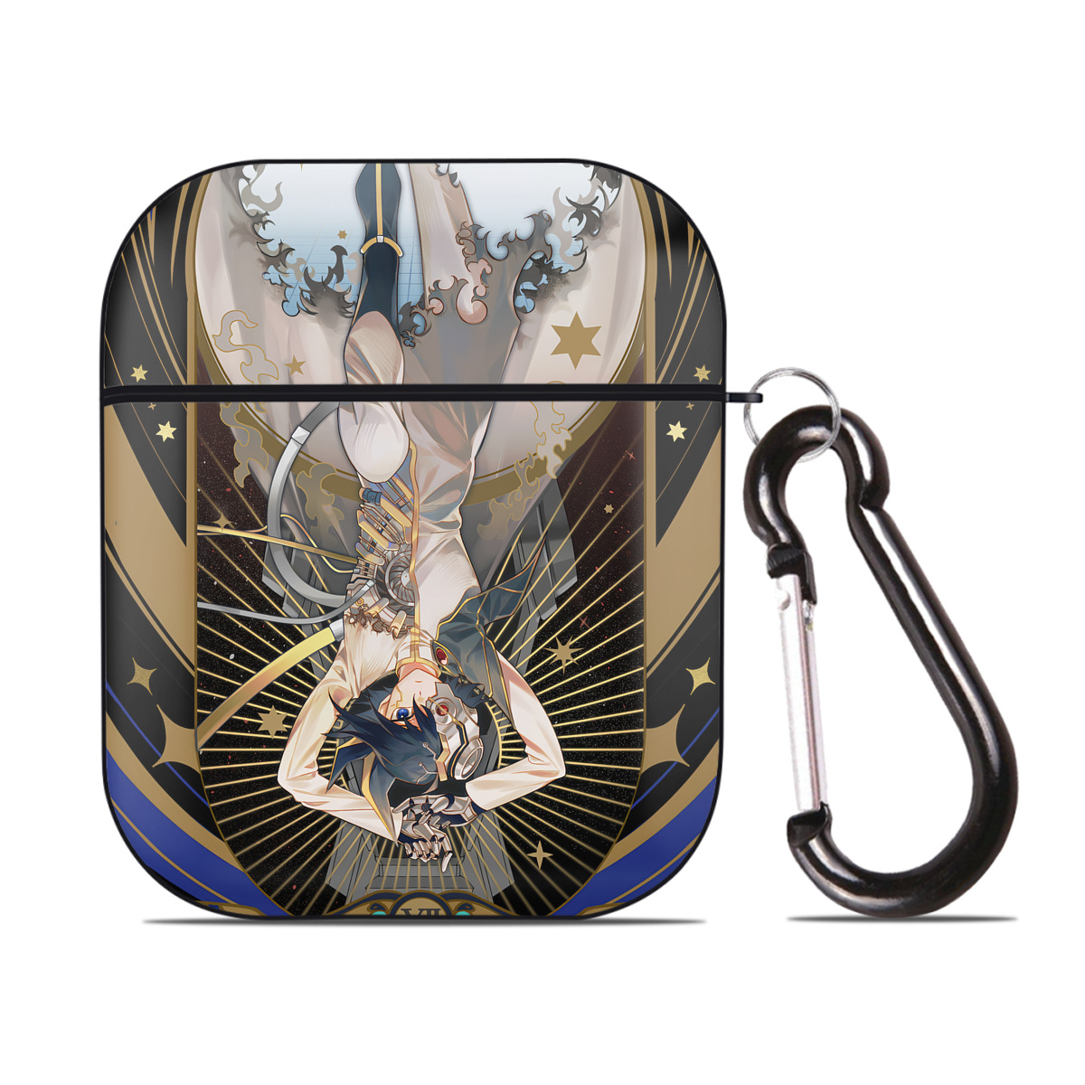 （画像用） 遊☆戯☆王 Yu-Gi-Oh! AirPods 第2世代保護ケース ハードシェル ブラック 耐衝撃・防指紋・カラビナ付き