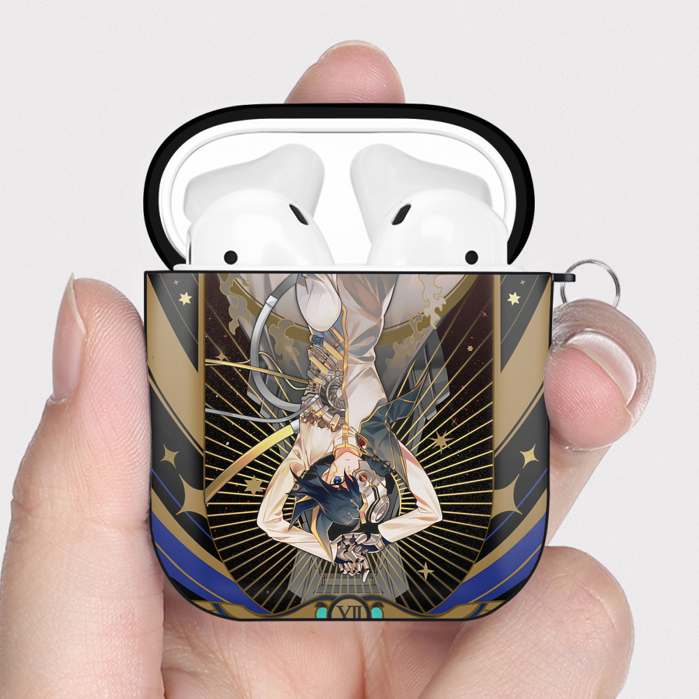 （画像用） 遊☆戯☆王 Yu-Gi-Oh! AirPods 第2世代保護ケース ハードシェル ブラック 耐衝撃・防指紋・カラビナ付き