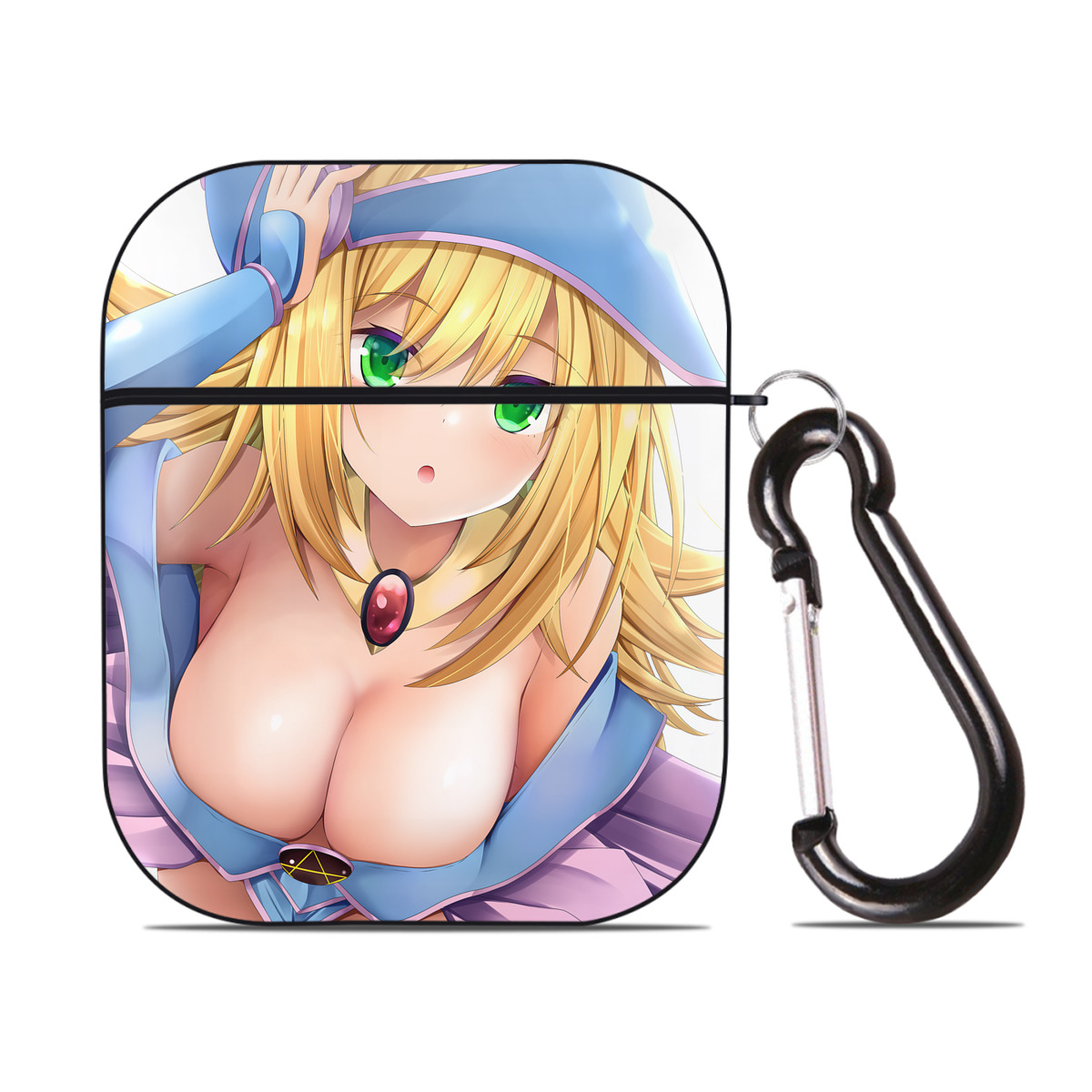 （画像用） 遊☆戯☆王 Yu-Gi-Oh! AirPods 第2世代保護ケース ハードシェル ブラック 耐衝撃・防指紋・カラビナ付き