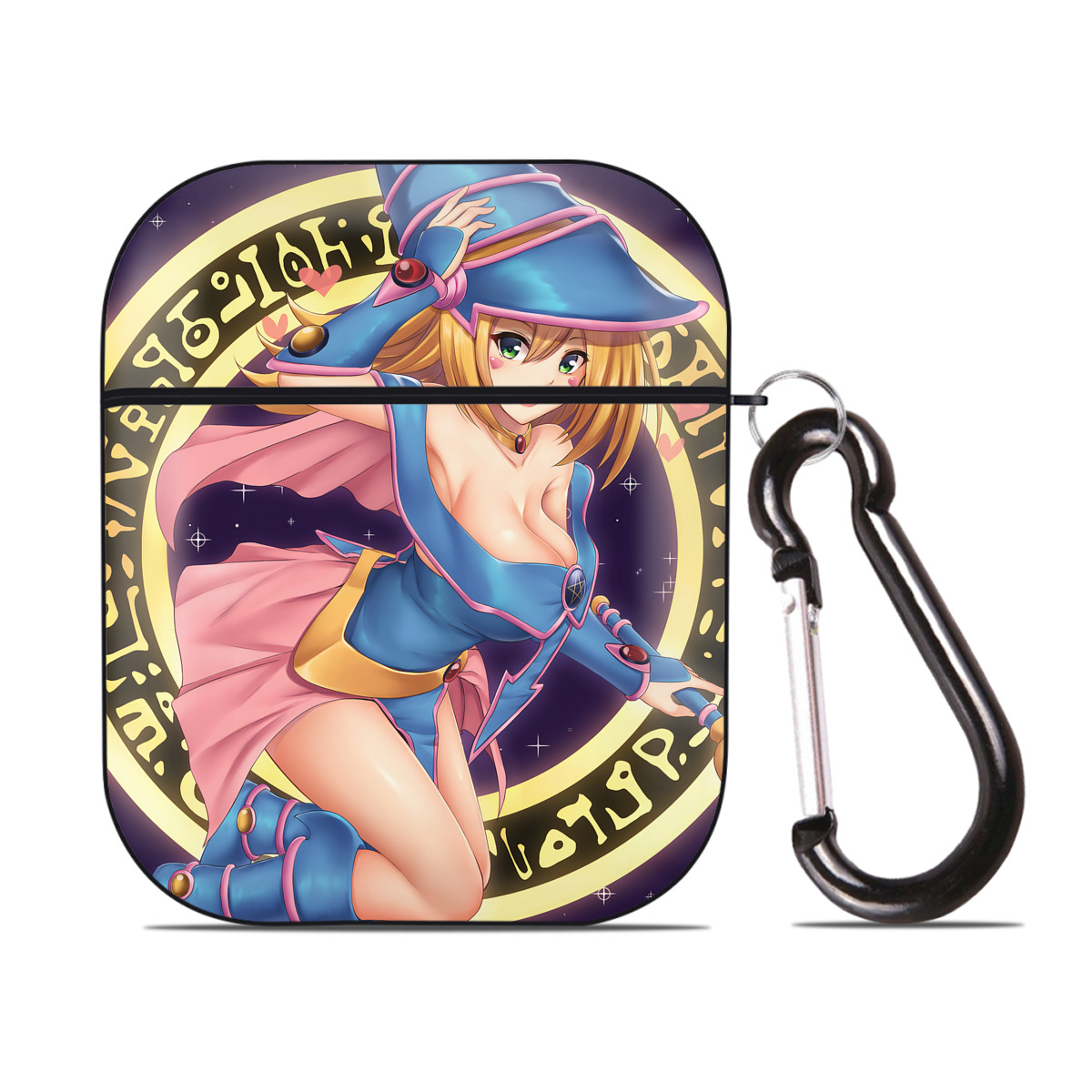 （画像用） 遊☆戯☆王 Yu-Gi-Oh! AirPods 第2世代保護ケース ハードシェル ブラック 耐衝撃・防指紋・カラビナ付き