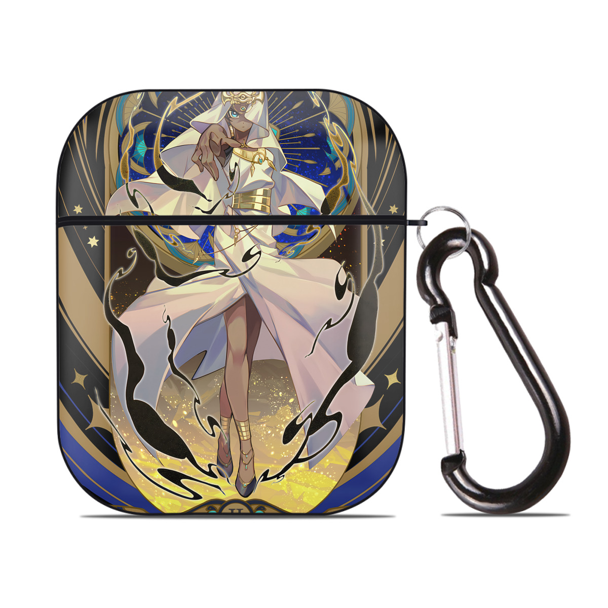 （画像用） 遊☆戯☆王 Yu-Gi-Oh! AirPods 第2世代保護ケース ハードシェル ブラック 耐衝撃・防指紋・カラビナ付き