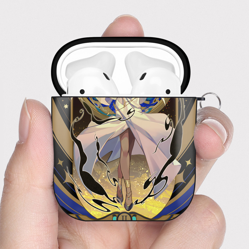 （画像用） 遊☆戯☆王 Yu-Gi-Oh! AirPods 第2世代保護ケース ハードシェル ブラック 耐衝撃・防指紋・カラビナ付き