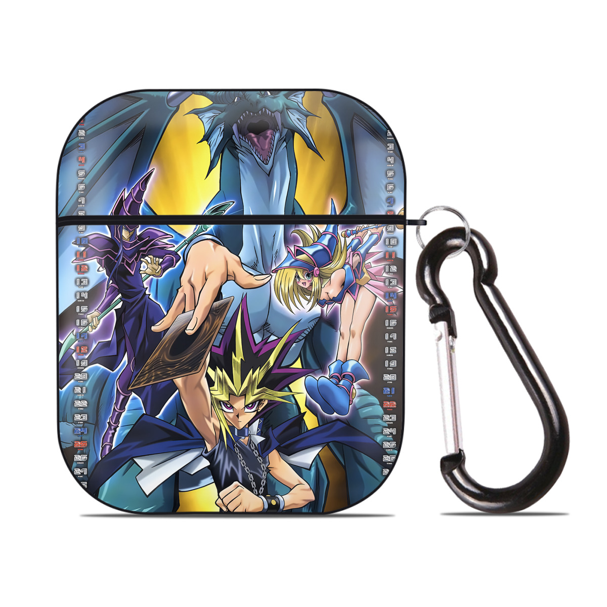（画像用） 遊☆戯☆王 Yu-Gi-Oh! AirPods 第2世代保護ケース ハードシェル ブラック 耐衝撃・防指紋・カラビナ付き