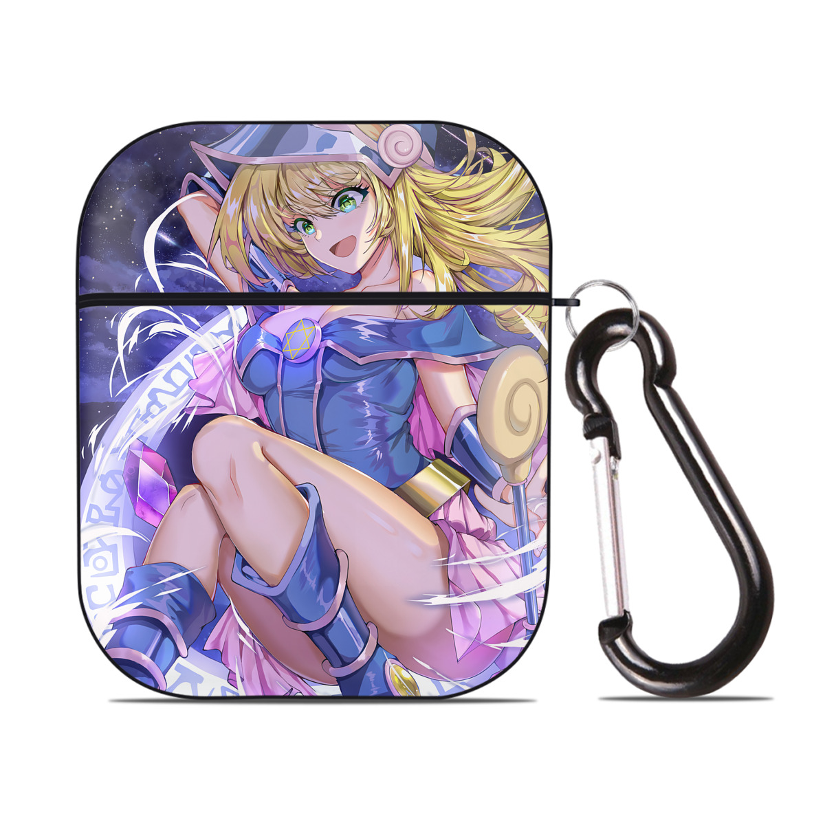 （画像用） 遊☆戯☆王 Yu-Gi-Oh! AirPods 第2世代保護ケース ハードシェル ブラック 耐衝撃・防指紋・カラビナ付き
